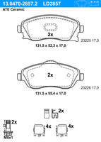 Remblokkenset, schijfrem ATE Ceramic ATE, u.a. fÃ¼r Opel, Vauxhall - thumbnail
