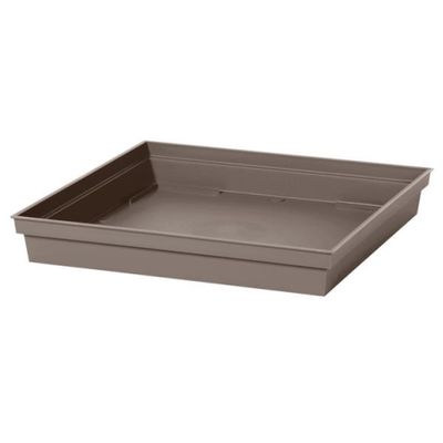 Bloempot kunststof onderschaal Toscane - taupe - vierkant - L27 x B27 x H4 cm