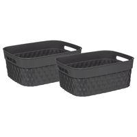 5Five Opbergmand/box van kunststof - 2x - grijs - 21 x 27 x 11 cm - 5 liter