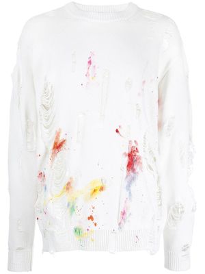 Mostly Heard Rarely Seen sweat à effet taches de peinture - Blanc
