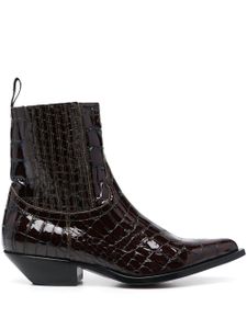 Sonora bottines à effet peau de crocodile embossé - Noir