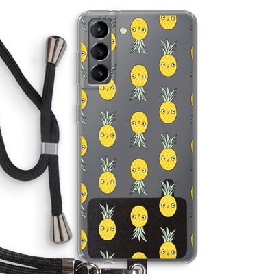 Ananas: Samsung Galaxy S21 Transparant Hoesje met koord