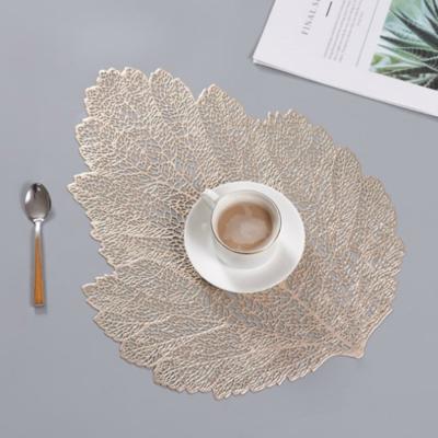 2 stuks blad PVC hittebestendig placemat drankje glas Coaster grootte: 37x47cm (goud)