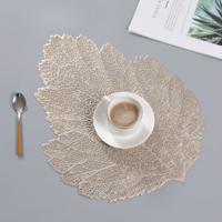 2 stuks blad PVC hittebestendig placemat drankje glas Coaster grootte: 37x47cm (goud)