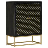 Dressoir met 2 deuren 55x30x75 cm mangohout zwart en goud