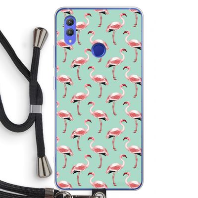 Flamingoprint groen: Honor Note 10 Transparant Hoesje met koord