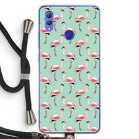 Flamingoprint groen: Honor Note 10 Transparant Hoesje met koord