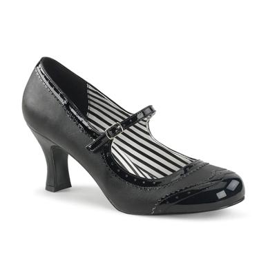 Pin Up Couture Pleaser Mary Jane Kitten Heel Pumps Lacquer Black-39EU/9US