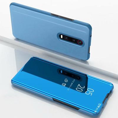 Galvaniseren spiegel horizontale Flip lederen case voor Huawei Honor 20 met houder (blauw)