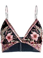 alice + olivia haut crop Tay à fleurs - Noir