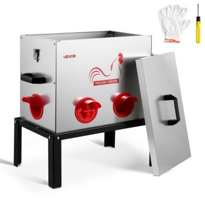 VEVOR Automatische Kippenvoerbak, 18,14 kg, Voerbak voor pluimvee met 6 voeropeningen, Vergrendeling & Handvat, Automatische Kippenvoerbak, Metalen Constructie, Kippenaccessoires voor Kippen/Eenden/Pluimvee