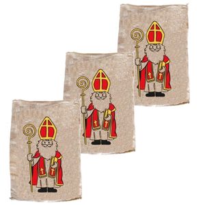 Pakket van 4x stuks jute Sinterklaas cadeau zakken klein 35 x 50 cm