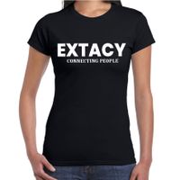 Extacy connecting people drugs fun t-shirt zwart voor dames - thumbnail