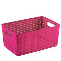 Opbergmand - Kastmand - rotan kunststof - fuchsia roze - 6 Liter - 19 x 29 x 13 cm - thumbnail