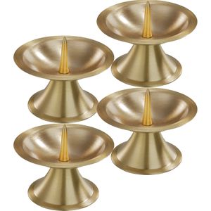 4x Luxe metalen kaarsenhouders goud voor stompkaarsen van 5-6 cm