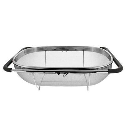 2 stks roestvrijstaal Foldingf filter keuken gereedschap drainage huishoudelijke intrekbare plantaardige fruit mand grootte: 18x27x11cm