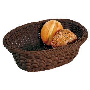 Kesper Brood/fruit mandje - gevlochten kunststof - donkerbruin - ovaal - L32 x B24 x H11 cm - broodmandjes   -