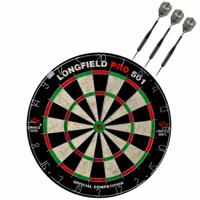 Longfield Dartbord set compleet - diameter 45.5 cm - met 3x Black Arrow dartpijlen van 21 gram