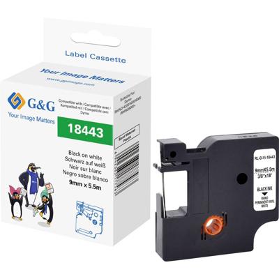 G&G Labeltape Vinyl Tapekleur: Wit Tekstkleur: Zwart 9 mm 5.5 m