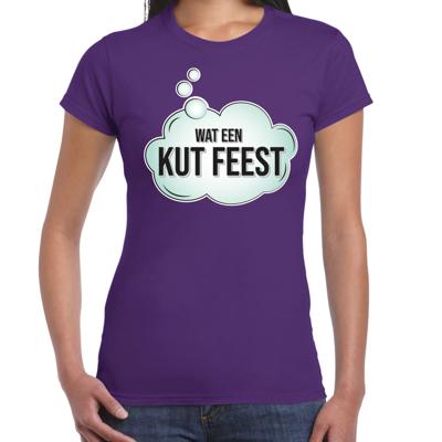 Foute party T-shirt voor dames - paars - wat een kut feest - verkleed / feest kleding Foute party T-shirt voor dames - paars - wat een kut feest - verkleed / feest kleding