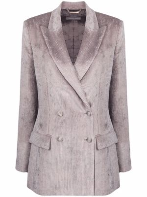 Alberta Ferretti blazer croisé en velours côtelé - Gris