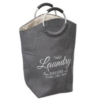 5Five Wasmand XXL wasgoed zak met hengsels - grijs - 35 liter - 52 x 28 x 60 cm - Wasmanden - thumbnail