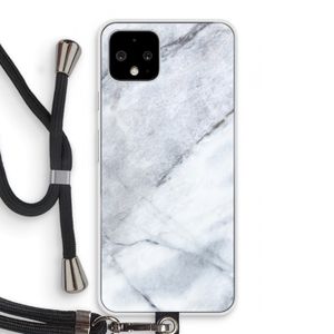Witte marmer: Pixel 4 Transparant Hoesje met koord