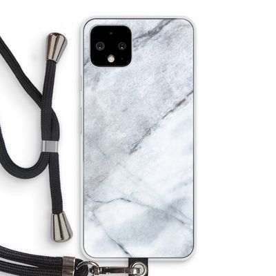 Witte marmer: Pixel 4 Transparant Hoesje met koord