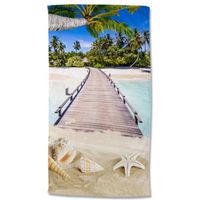 Droomtextiel Tropisch Strand strandlaken - Handdoek 100x180 cm - Heerlijk Zacht - Poly Velours - thumbnail