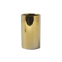 Badkamer drinkbeker/tandenborstelhouder Sienna - porselein - glans goud - 7 x 11 cm