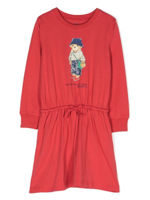 Ralph Lauren Kids robe courte à imprimé Polo Bear - Rouge