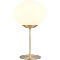 LED Tafellamp - Tafelverlichting - Trion Otmen - E27 Fitting - Rond - Wit Glas - Messing Mat - Metaal