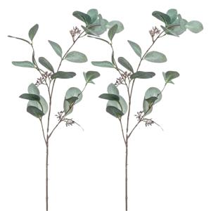 Kunstbloem Eucalyptus tak - 2x - 73 cm - groen - losse steel - Kunst zijdebloemen