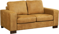 Cognac leren moderne 2-zitsbank Enjoy - poot hout bruin - Kenia Leer Walnut (cognac leer)