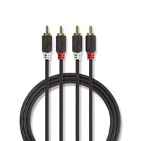 Stereo audiokabel | 2x RCA male - 2x RCA male | 5,0 m | Antraciet