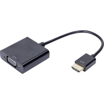 Digitus DA-70461 HDMI / VGA Adapter [1x HDMI-stekker - 1x VGA-bus, Jackplug female 3,5 mm] Zwart 10.00 cm