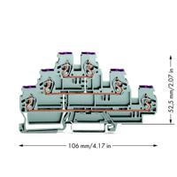 WAGO 870-556 Doorgangsklem 3-etages 5 mm Spanveer Toewijzing: L Grijs 50 stuk(s)