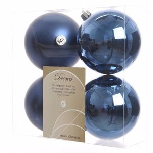 Kerstboom decoratie kerstballen mix blauw 8 stuks