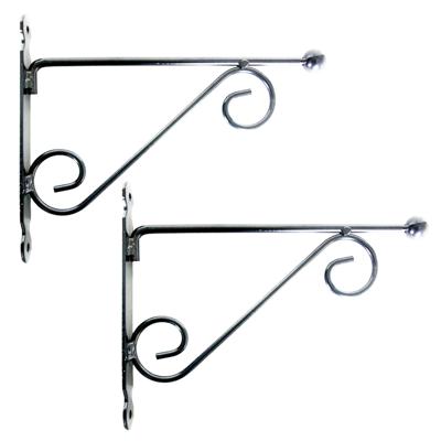 Muurhaken met dubbele sierkrul 28 x 23 cm - 2x stuks - metaal - hanging basket haak