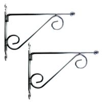 Muurhaken met dubbele sierkrul 28 x 23 cm - 2x stuks - metaal - hanging basket haak