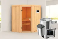 Karibu | Tonja Sauna | Bronzeglas Deur | Kachel 3,6 kW Externe Bediening - thumbnail