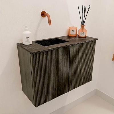 Toiletmeubel Mondiaz Joya Dlux | 60 cm | Meubelkleur Shadow | Faye wastafel Lava Wasbak Links | Zonder kraangat(en)