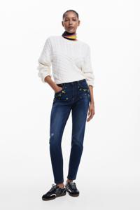 Bloemen denim broek - BLUE - 44