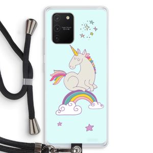 Regenboog eenhoorn: Samsung Galaxy S10 Lite Transparant Hoesje met koord
