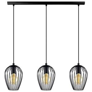 Eglo Vintage hanglamp Newtown Beam 3-lichts 70cm zwart 49478