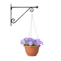 Hangpot + Muurhaak Siena - terracotta - D20 cm - kunststof - metaal - tuinaccessoires