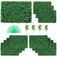 VEVOR Kunstmatig Buxus Hegpaneel, 12 Stuks, 61 x 40,6 cm, Kunstmatige Heggen, Kunstmatige Buxusomheining, Nep Klimop UV Realistisch Effect Groene Plastic Decoratie Voor Tuinen en Werven, 4 cm Dikte