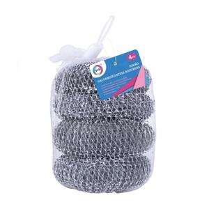 Schuursponsjes - RVS - 4x - staalspons - sponzen - 6 cm