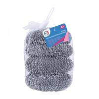 Schuursponsjes - RVS - 4x - staalspons - sponzen - 6 cm