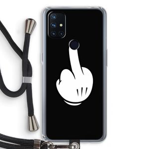 Middle finger black: OnePlus Nord N10 5G Transparant Hoesje met koord